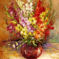 Gladiole, 1984., ulje na platnu, 100x73 cm