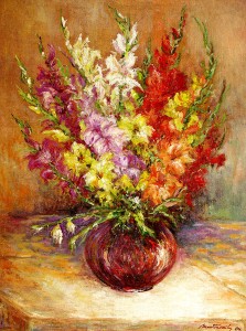 Gladiole, 1984., ulje na platnu, 100x73 cm